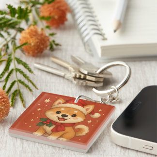 Porte-clés Cute Christmas puppy
