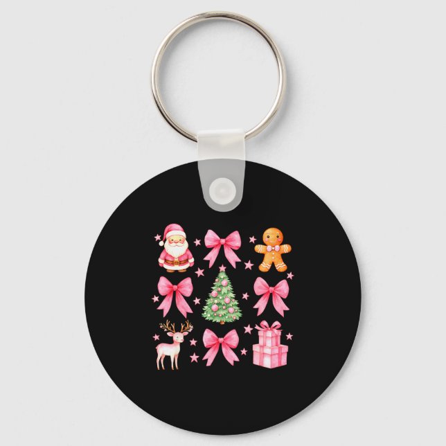Porte-clés Cute Coquette Bow Nk Christmas Tree Santa Gingerbr (Recto)