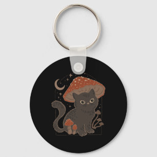 Porte-clés Cute Cottagcore Chat Mushroom Casquette Vintage Gr