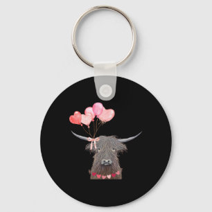 Porte-clés Cute Cow Valentine's Day Design with Heart Loons
