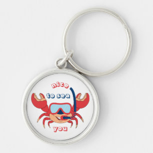 Porte-clés Cute Crab Snorkel Cartoon Nice To Sea You