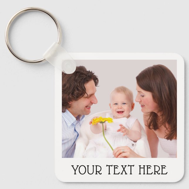 Porte-clés Cute Custom Photo & Name Text Aluminum  (Recto)