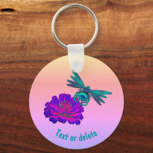 Porte-clés Cute dragonfly sur Flower Personnalisé