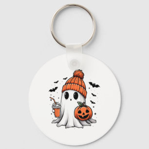 Porte-clés Cute Ghost Boire Café Halloween Ghost Café