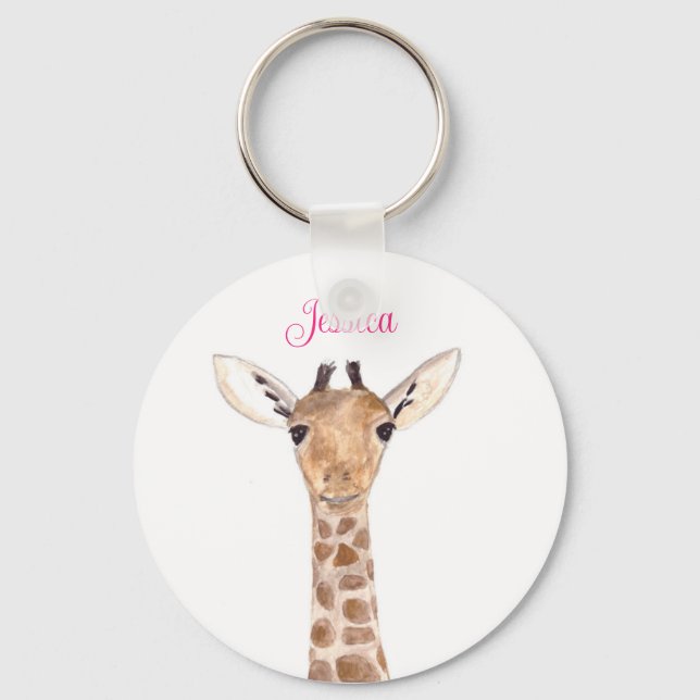 Porte-clés Cute Giraffe Animal Girl Nom Zoo Enfants (Recto)
