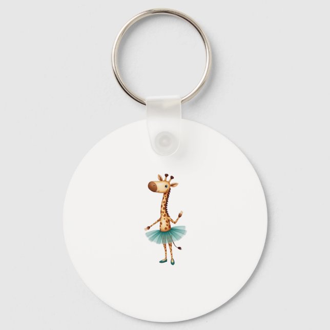 Porte-clés Cute giraffe in a tutu dancing as a ballerina, gif (Recto)