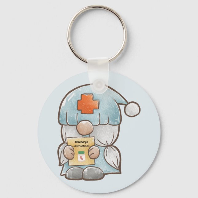 Porte-clés Cute Gnome Infirmière Médicale (Recto)
