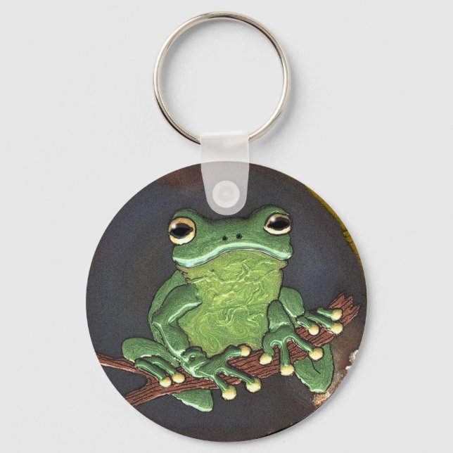 Porte-clés Cute Green Tree Grenouille Animaux Amateurs Cadeau (Recto)