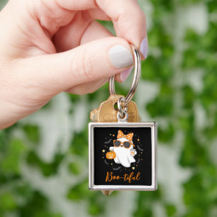 Porte-clés Cute Halloween Ghost Citrouille épice personnalisé