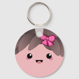 Porte-clés Cute happy face kawaii Japanese cartoon doll rose