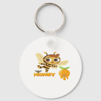 Porte-clés Cute Honey Bee with Dripping Honey Typography Desi