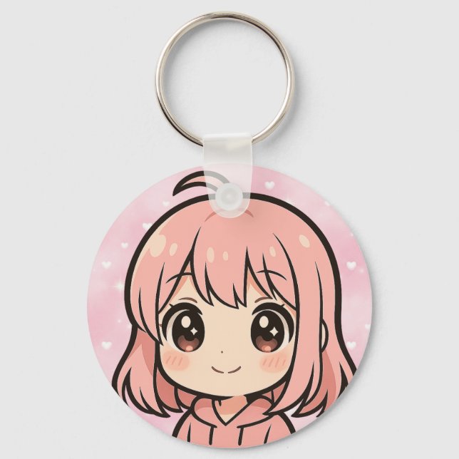 Porte-clés Cute Kawaii Anime Girl Face Keychain (Recto)