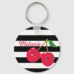 Porte-clés Cute Kawaii Cherry Striped Personalised