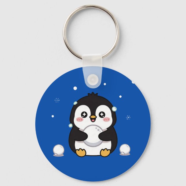 Porte-clés Cute Kawaii Penguin Winter Keychain (Recto)