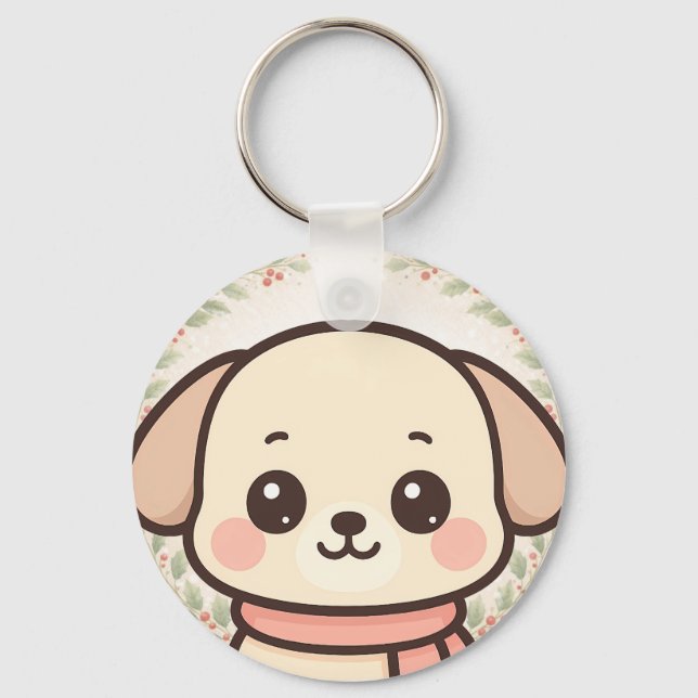 Porte-clés Cute Kawaii Puppy Face Keychain (Recto)