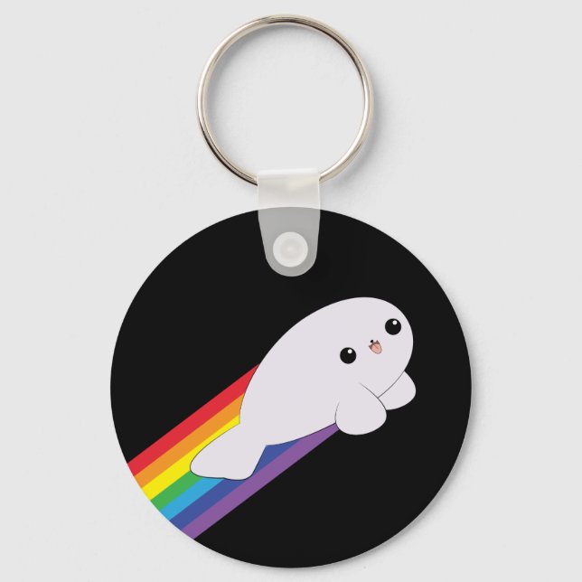 Porte-clés Cute Kawaii Rainbow Rocket Baby Seal Porte - clé (Recto)