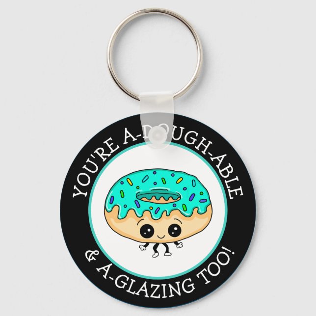 Porte-clés Cute Kawaii Style Jelly Donut Flirtant Pun (Recto)