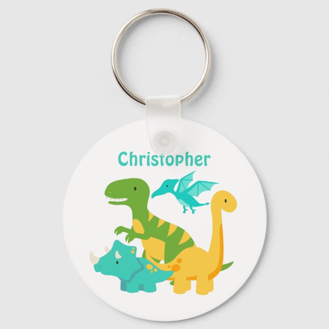 Porte-clés Cute Kids Dinosaur Personnalisé (Recto)