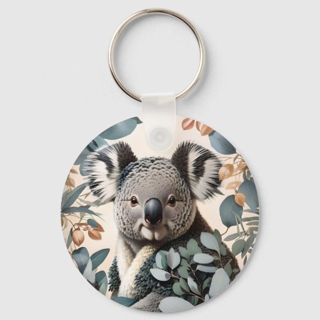 Porte-clés Cute Koala Eucalyptus Feuilles (Recto)