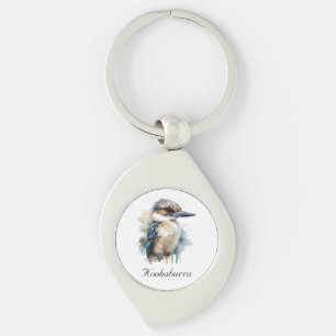 Porte-clés Cute Kookaburra sur une branche peinte en aquarell
