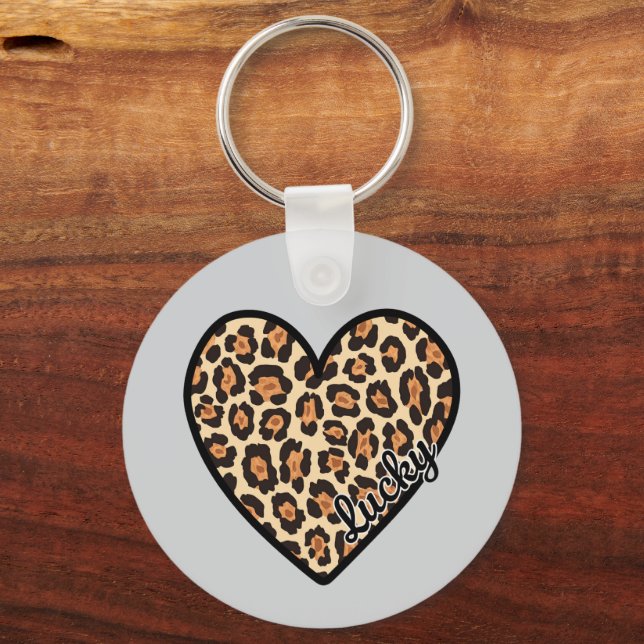 Porte-clés Cute Leopard Heart Saint Valentin cadeau (Recto)