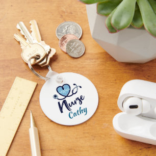 Porte-clés Cute Life Line  Infirmière Blue Heart Personnalise