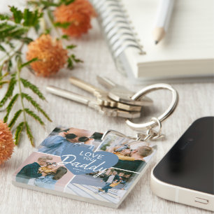 Porte-clés Cute Love You 'Papa' Photo personnalisée Collage C