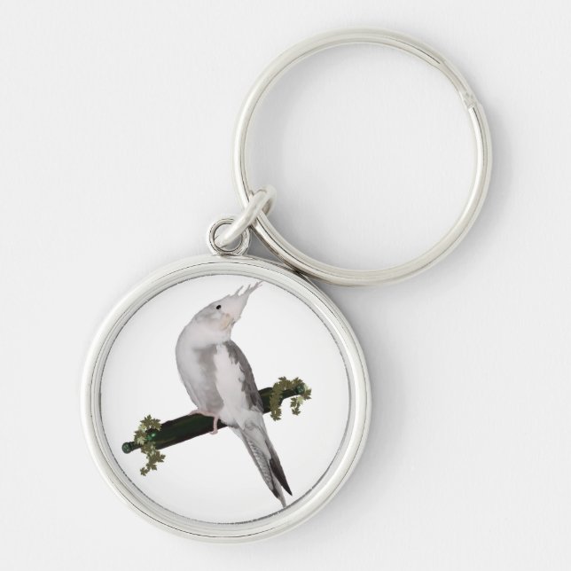 Porte-clés Cute Lutino Cockatiel Bird Ivy Perch Animal (Devant)
