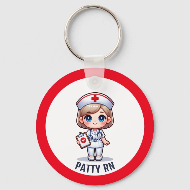 Porte-clés Cute Manga Nurse Blonde cheveux Caricature personn (Recto)