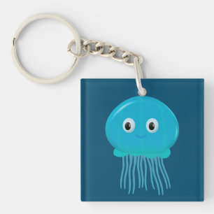 Porte-clés Cute méduse Cartoon Dans L'Océan Bleu