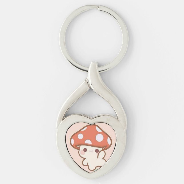 Porte-clés cute mushroom ghost keychain (Devant)