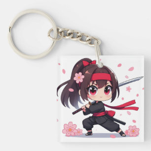 Porte-clés Cute ninja guerrière fille en fleur
