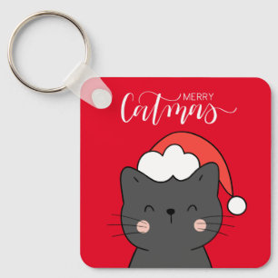 Porte-clés Cute Père Noël Chat Merry Catmas Porte - clé perso