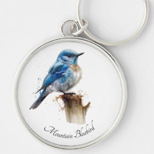 Porte-clés Cute Petite Montagne Bluebird Aquarelle, personnal