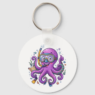 Porte-clés Cute Purple Octopus Treasure Hunter