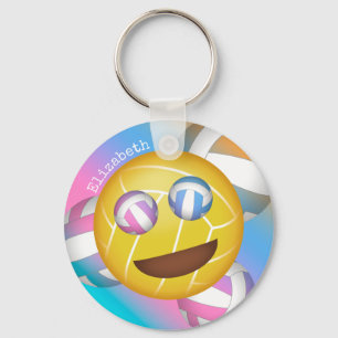Porte-clés cute rainbow pastels smiling face volleyball emoji