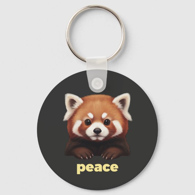 Porte-clés Cute Red Panda "Peace" Illustration for Kids & Nur (Recto)