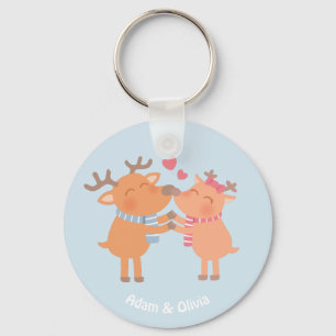 Porte-clés Cute Reindeer en Amour Nose Nuzzle Porte - clé