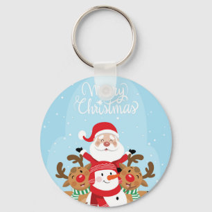 Porte-clés Cute Santa Claus, deer and snowman