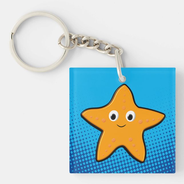 Porte-clés Cute Starfish Dessin Océan bleu (Devant)