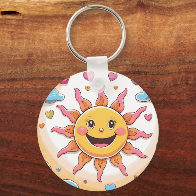 Porte-clés Cute Sunshine et Rainbows Motif pour enfants (Recto)