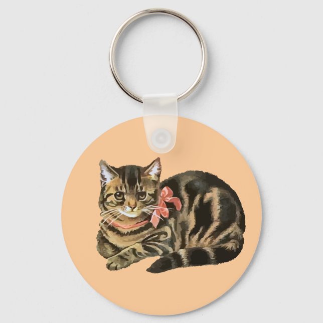 Porte-clés Cute Tabby Calico Chat / Kitten Porte - clé (Recto)