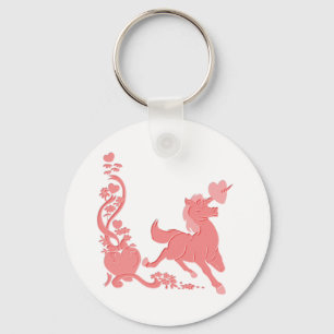 Porte-clés Cute Unicorn Coeurs Fleurs Imaginaire 1