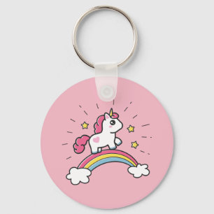 Porte-clés Cute Unicorn On A Rainbow Design