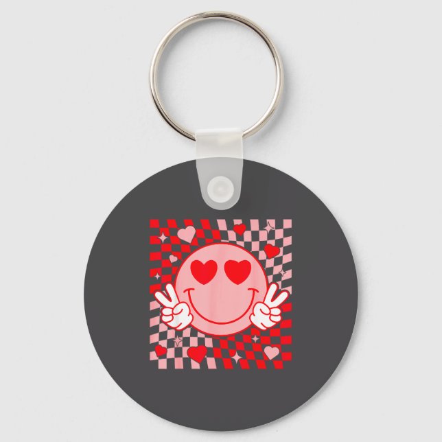 Porte-clés Cute Valentine Smile Face Smiling Checkered Patter (Recto)
