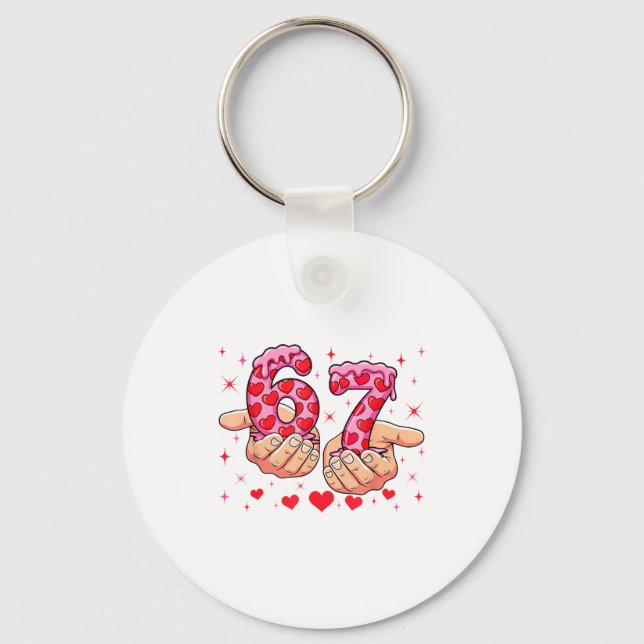 Porte-clés Cute Valentines Day 67 Hearts Funny Six Seven Meme (Recto)