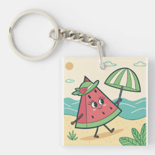 Porte-clés Cute Watermelon caractère à la plage - Porte - clé