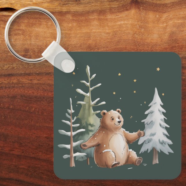 Porte-clés Cute Winter Snowy Bear Whimsical Woodland Winter  (Recto)