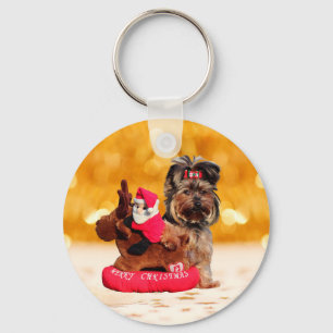 Porte-clés Cute Yorkshire Terrier Joyeux Noël