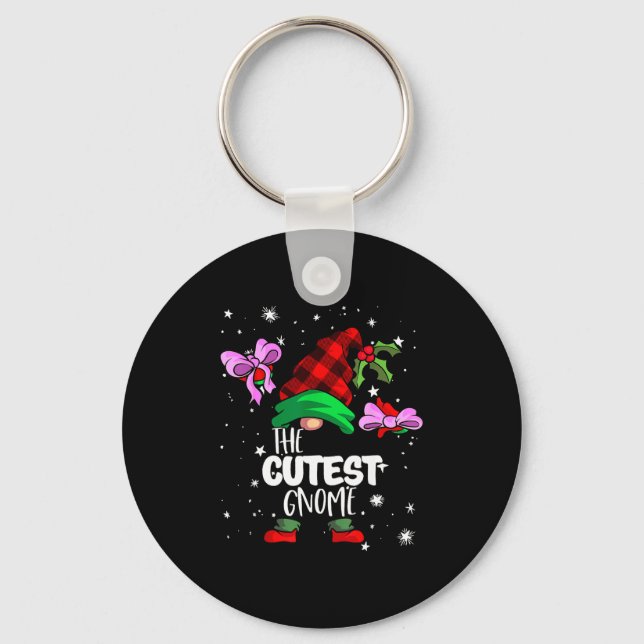 Porte-clés Cutest Gnome Red Buffalo Plaid Matching Family Chr (Recto)